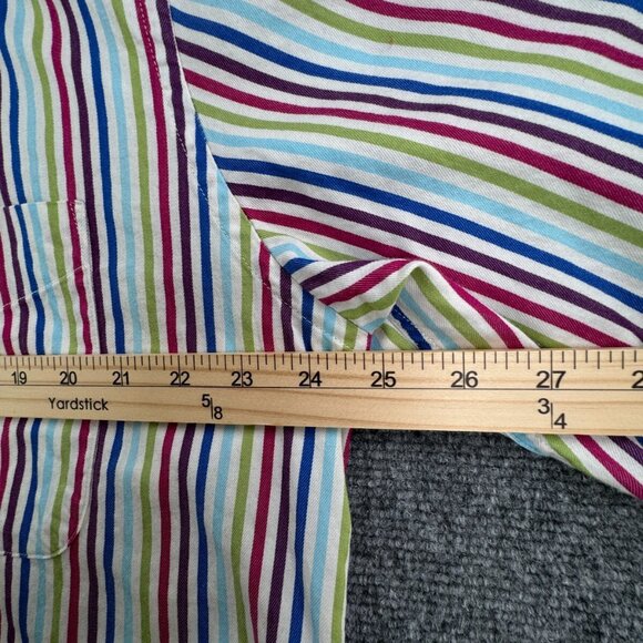 Alan Flusser Men’s Long Sleeve Button Up Shirt Striped Colorful Large Red Blue - Picture 6 of 10